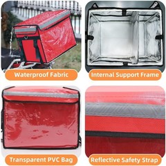 Red XXL Insulated Food Delivery Bag — 19.7″ x 15″ x 15″, Commercial Insulated