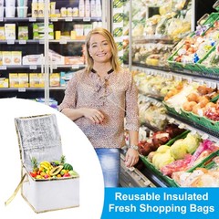 Insulated Grocery Bag Food Delivery Tote Food Container 27cmx27cmx20cm White