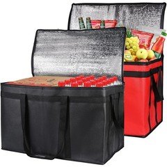 Large Insulated Food Delivery Bag 2 Pack Black Red