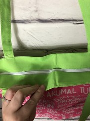 Nwt 100% Mexican Pink/White/Green Zip Up Tote Bag