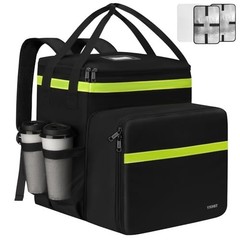 Extra Large Insulated Food Delivery Backpack with 7 Cup Holders, Expandable Pizz