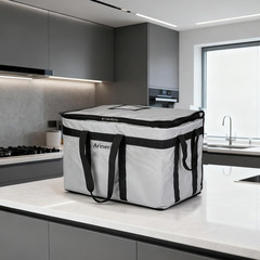 Insulated Food Delivery Bag for Hot & Cold Meals — 23x14x15 Inches, Grey