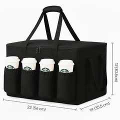 Insulated Catering Delivery Bag 22x14x13 for Food & Beverages, Cup Holders, XXL