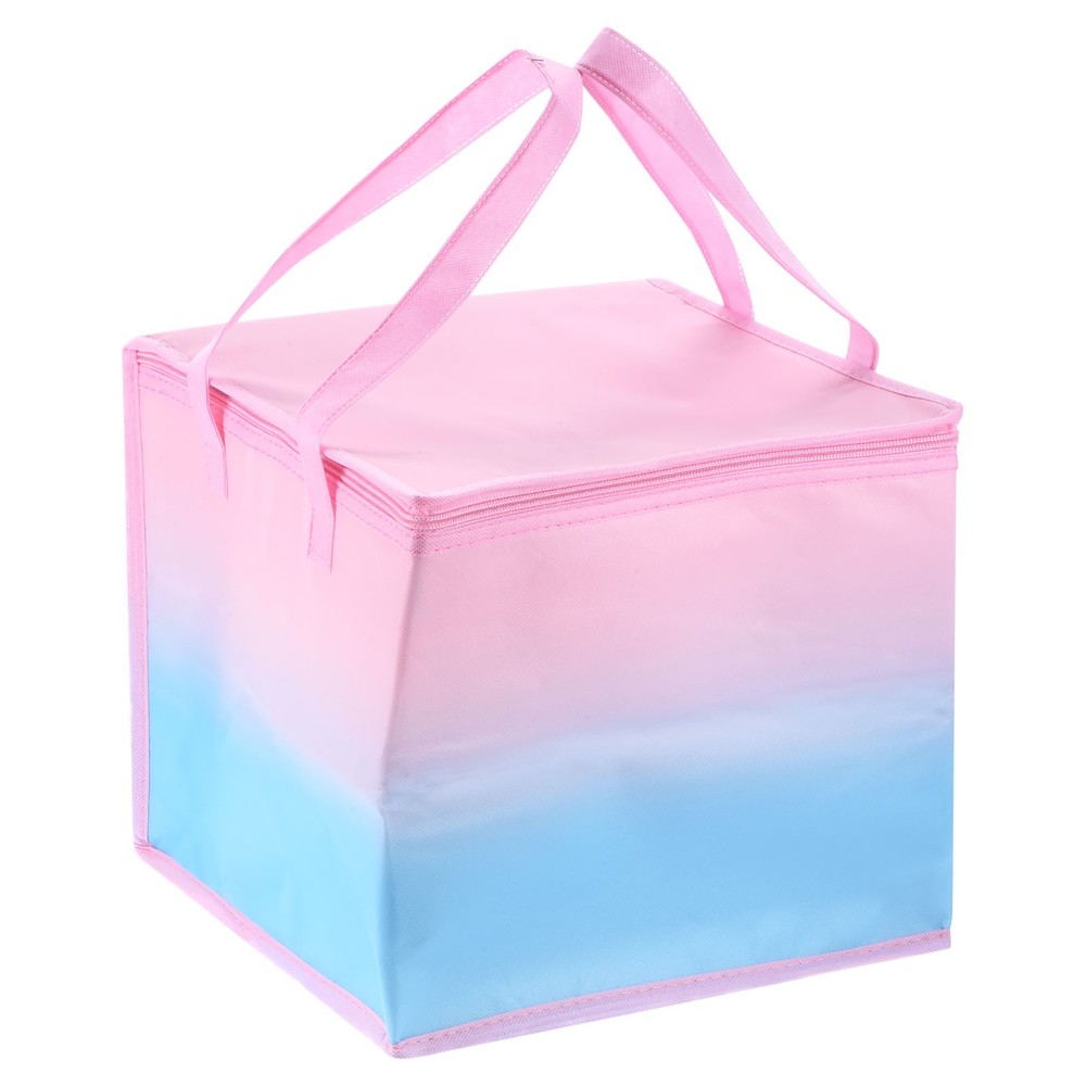 Insulated Grocery Bag Food Delivery Tote Food Container 30cmx30cmx27cm Pink Blue