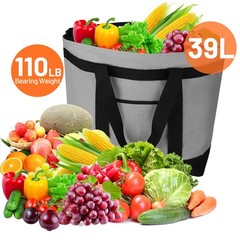Insulated Reusable Tote Bag for Grocery Shopping Non-Waterproof, Grey
