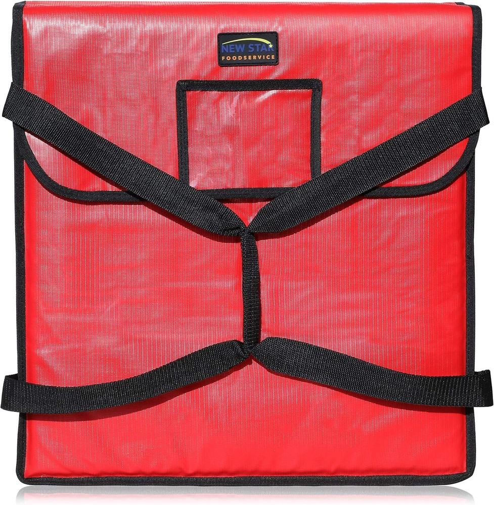 New Star Foodservice Insulated Pizza Delivery Bag, 20 X 20 X 5 Inch, Red
