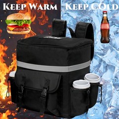 Food Delivery Backpack, Insulated Reusable Pizza Delivery Bag with 4 Cup Hold…