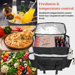 Food Delivery Backpack, Insulated Reusable Pizza Delivery Bag with 4 Cup Hold…