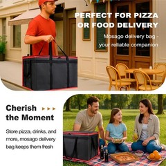 2PK Insulated Food Delivery Bag with Baseboard — Reusable Thermal Cooler Groc…