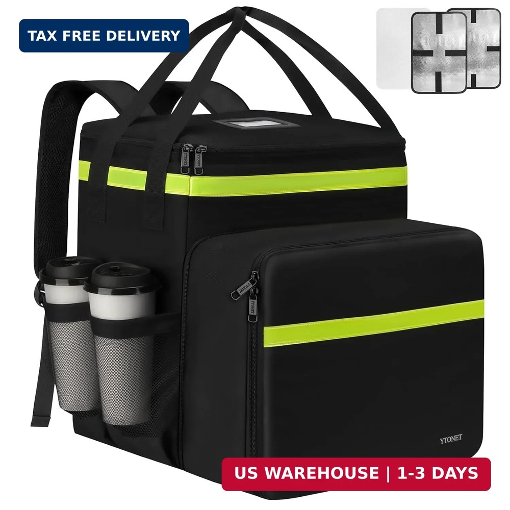 Ytonet Food Delivery Backpack with 7 Cup Holders, Extra Large Insulated Delivery