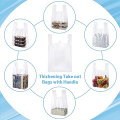 50 Pcs 3.15 Mil Large Plastic Take out Bags with Handles Heavy Duty Clear Sho…