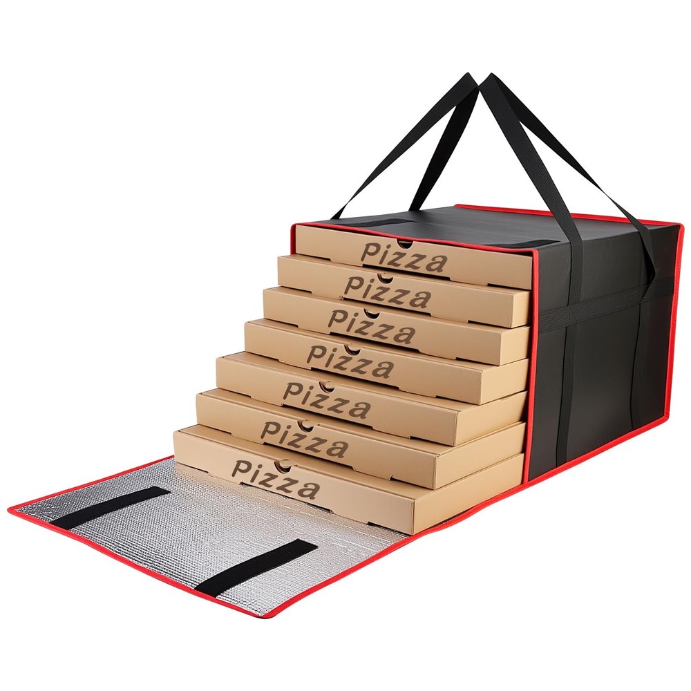 Bodaon Pizza Bags for Delivery, 20″ x x 14″ x x 14″H, Black/Red