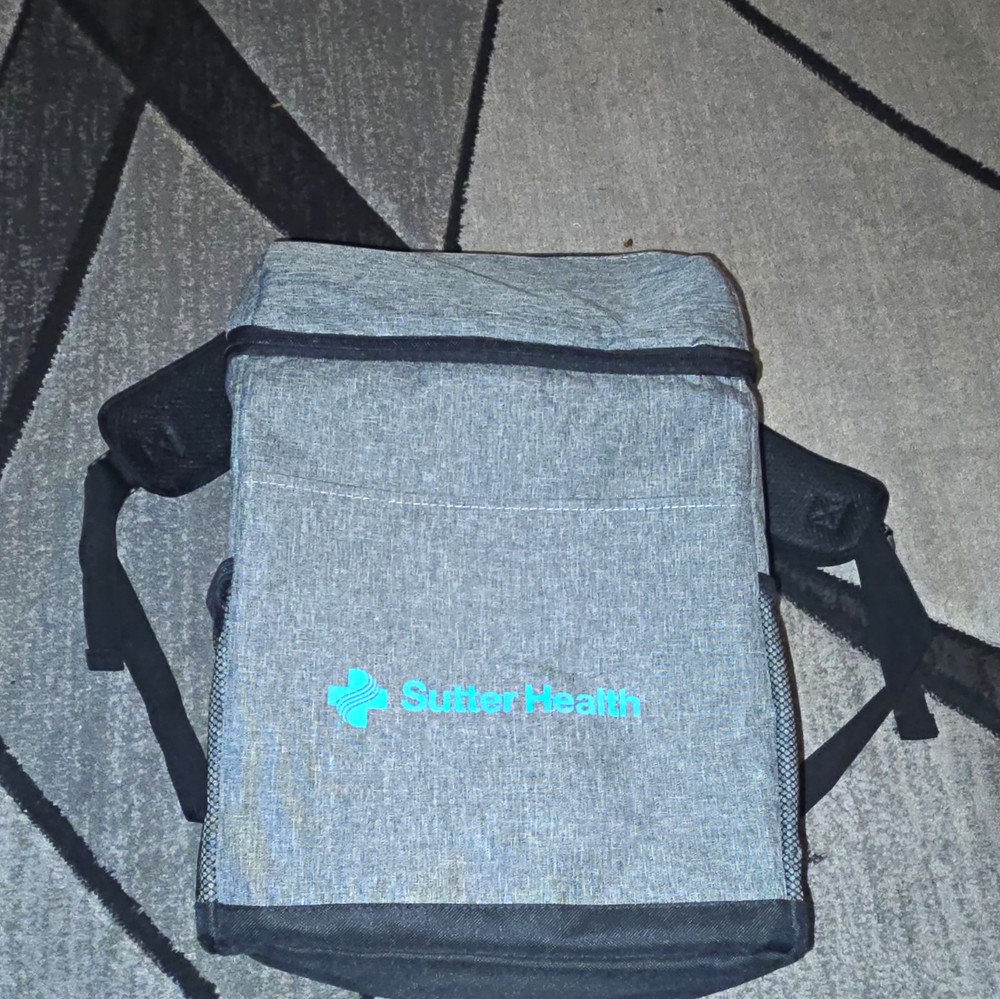 Sutter Health Insulated Cooler Backpack Gray/Black Foil-Lined Interior
