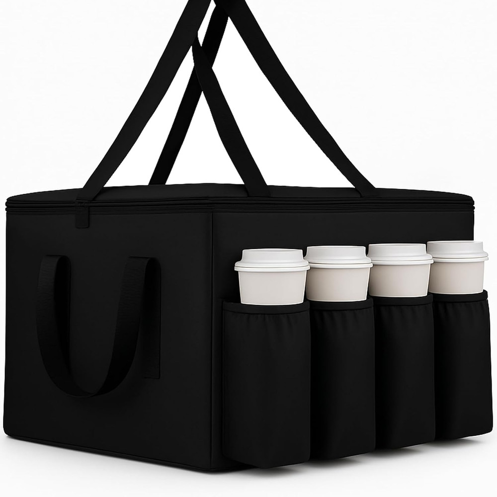 XXL Insulated Food Delivery Bag 22x14x13 Cup Holders 60lb Capacity