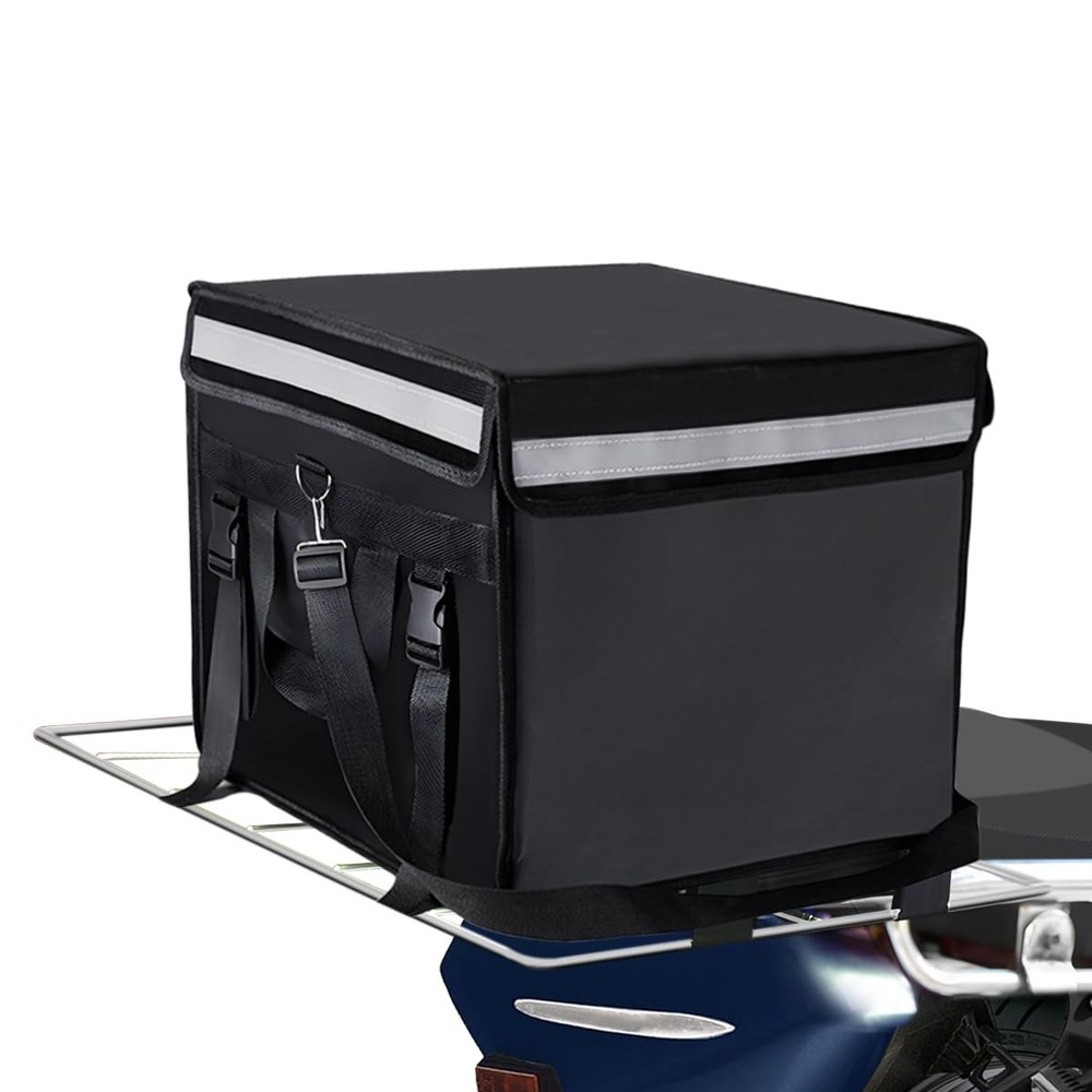 Large Insulated Food Delivery Bag Fixed Base XL 18.1×13.8×13.8 Inch Black