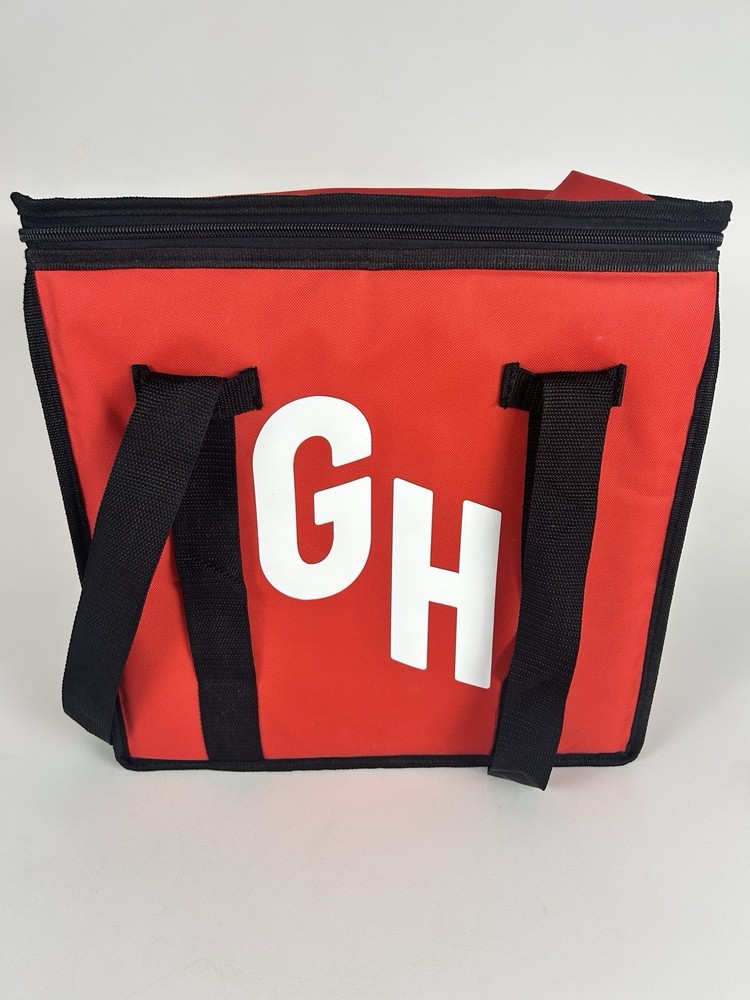 GH Red Insulated Cooler Tote Bag Soft Sided Zip Top 15x15x10 New Read