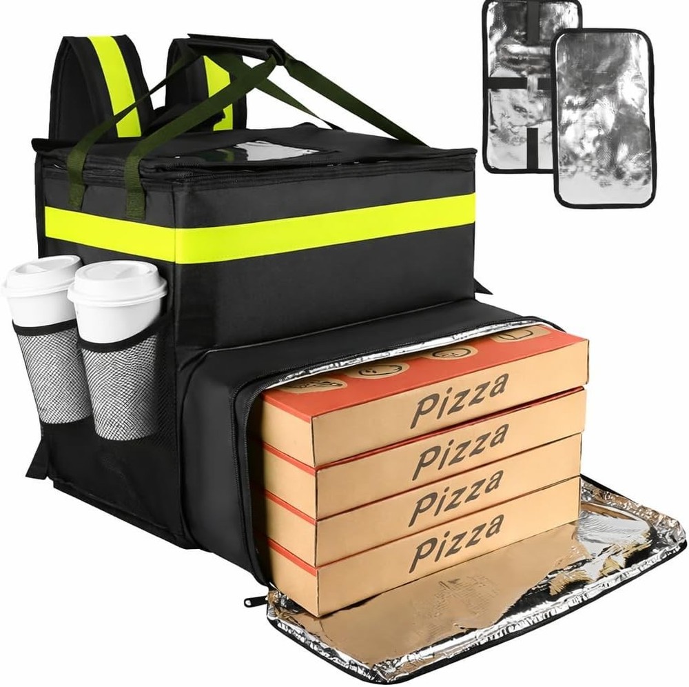 Insulated Food Delivery Backpack with Dual-Layer Compartments & Base Plates