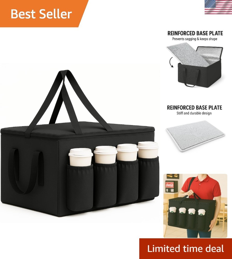 Heavy-Duty Insulated Catering Bag for Deliveries — 60 lbs Capacity & Cup Holders