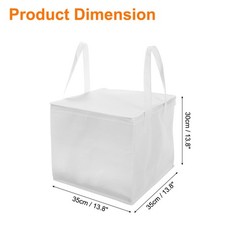 Insulated Reusable Grocery Bags with Zipper and Handle(White, 13.8″x13.8″x11.8″)