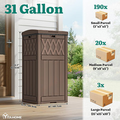 Waterproof 31 Gallon Package Delivery Box with Lift-Out Bag — Dark Brown