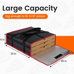 Bodaon Pizza Bags for Delivery, 20″ x x 6″ x x 6″H, Black/Red