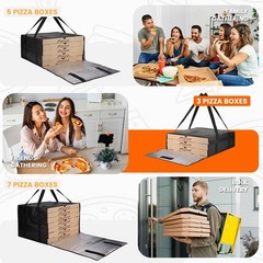 Bodaon Pizza Bags for Delivery, Insulated 20″ x x 6″H, Black
