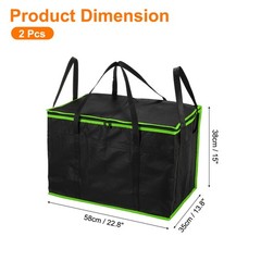 Insulated Reusable Grocery Bags with Zipper and Handle (Green, 22.8″x13.8″x15″)
