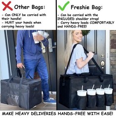 XL Pro Insulated Food Delivery Bag Cup Holders Drink Carriers
