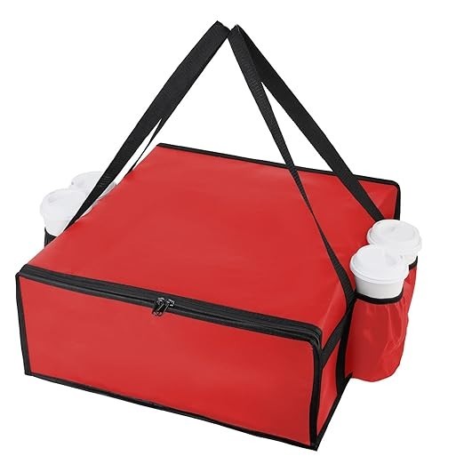 Bodaon Pizza Bags for Delivery with 4 Cup Holder, Insulated Food Commercial R…