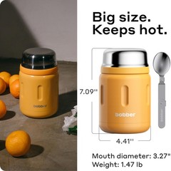 BOBBER 24oz Insulated Stainless Steel Food Jar — Hot 14h/Cold 20h, Leak-Proof