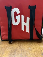 Grubhub Red Insulated Food Delivery Bag with GH Logo for Pizza Orders
