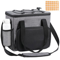 Food Delivery Bag with 78.5 * 78.5 Inch Picnic Blanket | Beach Mat, Insulated…