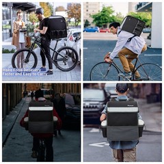 Insulated Food Delivery Backpack with 6 Cup Holder and Reflective Straps