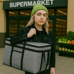 XXXL Insulated Catering Bag 22x14x13 — Heat Retaining Food Delivery Cooler, Gray