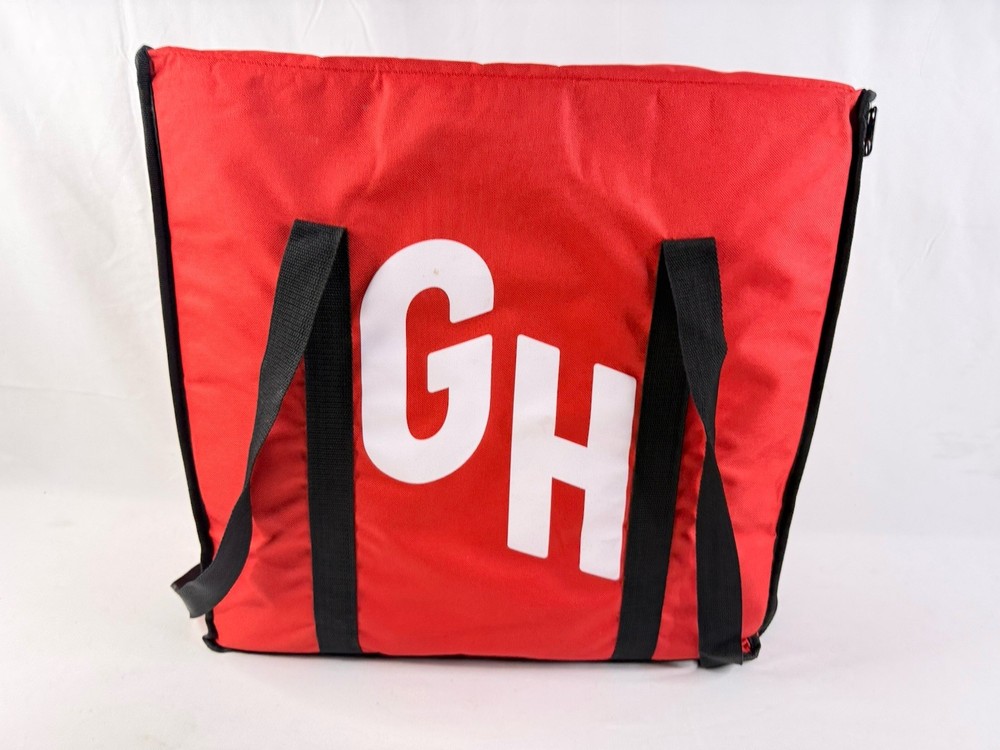 Grubhub Official Large 19″x19″x10″ Insulated Food Delivery Carrying Tote Bag Red