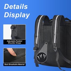 Insulated Food Delivery Backpack 4 Cup Holders Leakproof Large 14.5×10.5×15.5 In
