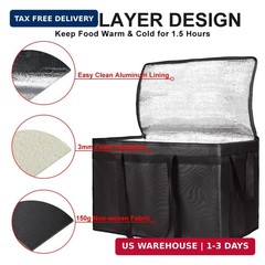 Insulated Food Delivery Bag, XXXL Insulated Reusable Grocery Cooler/Hot Bags, To