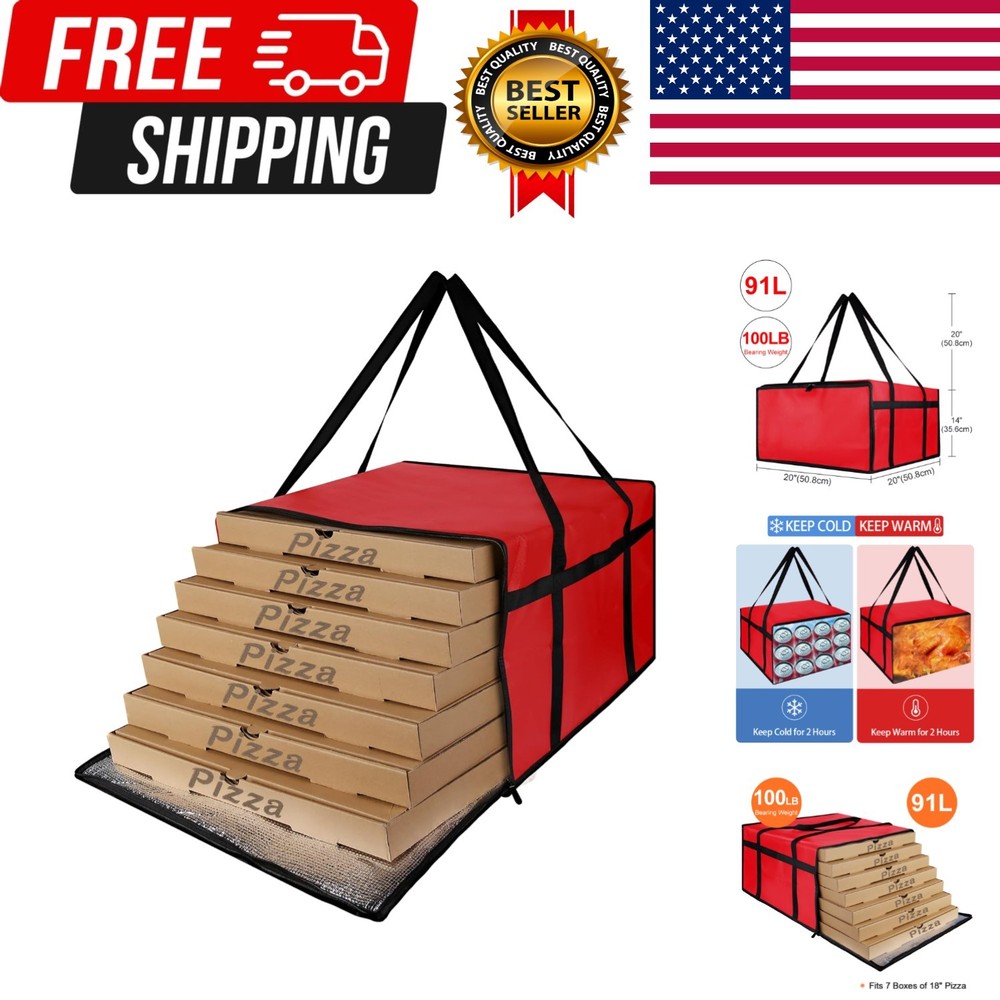 Insulated Pizza Delivery Bag for Carry Hot, 20″ x 20″ x 14″ Carrier Warmer, I…