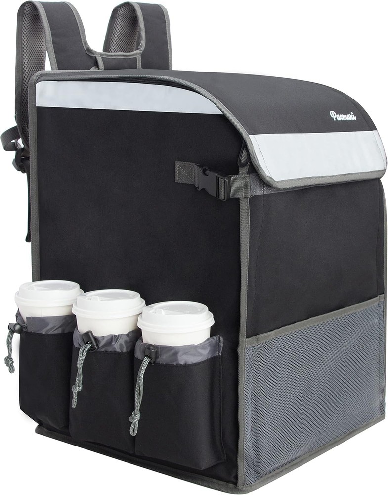Food Delivery Backpack, Insulated Food Delivery Bag with 6 Cup Holder, Reusab…