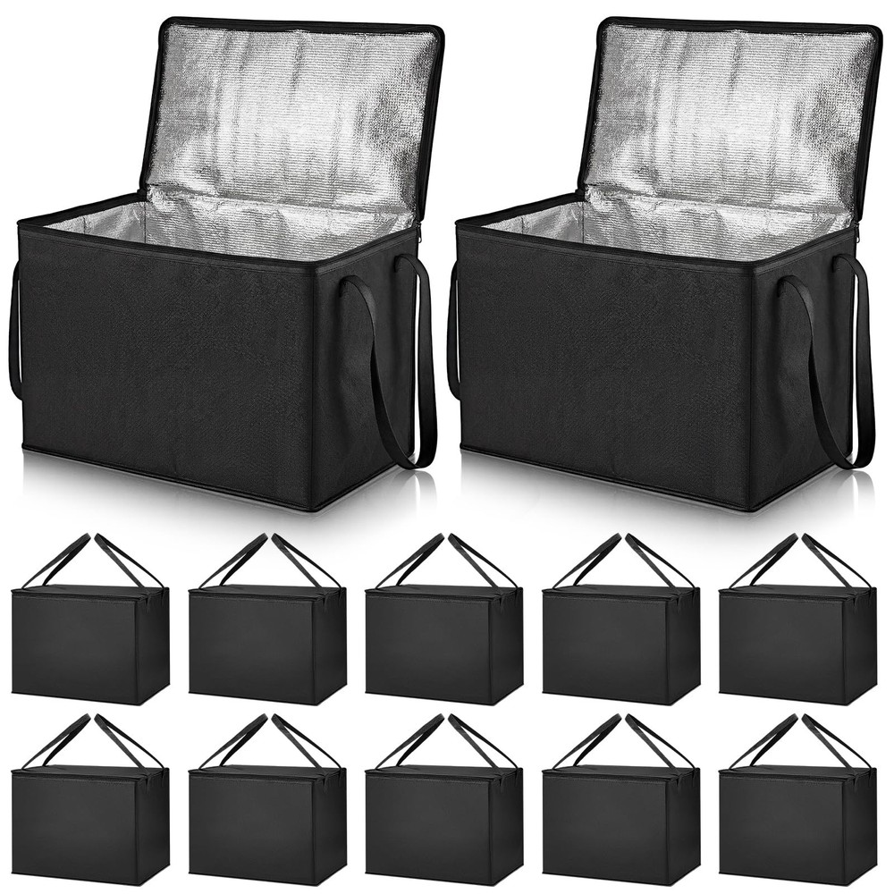 12 Pack Extra Large Insulated Food Delivery XXXL Insulated Reusable Grocery C…