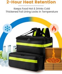 Insulated Food Delivery Backpack with Dual-Layer Compartments & Base Plates