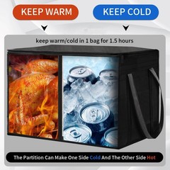 23x14x15 Inch Insulated Food Delivery Bag Removable Hard Bottom Compartments