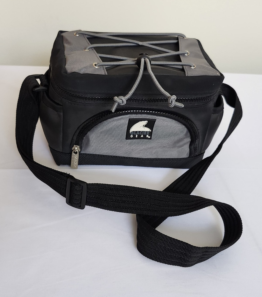 Glacier Gear Thermal Insulated Cooler Lunch Food Bag Black/Gray Shoulder Strap