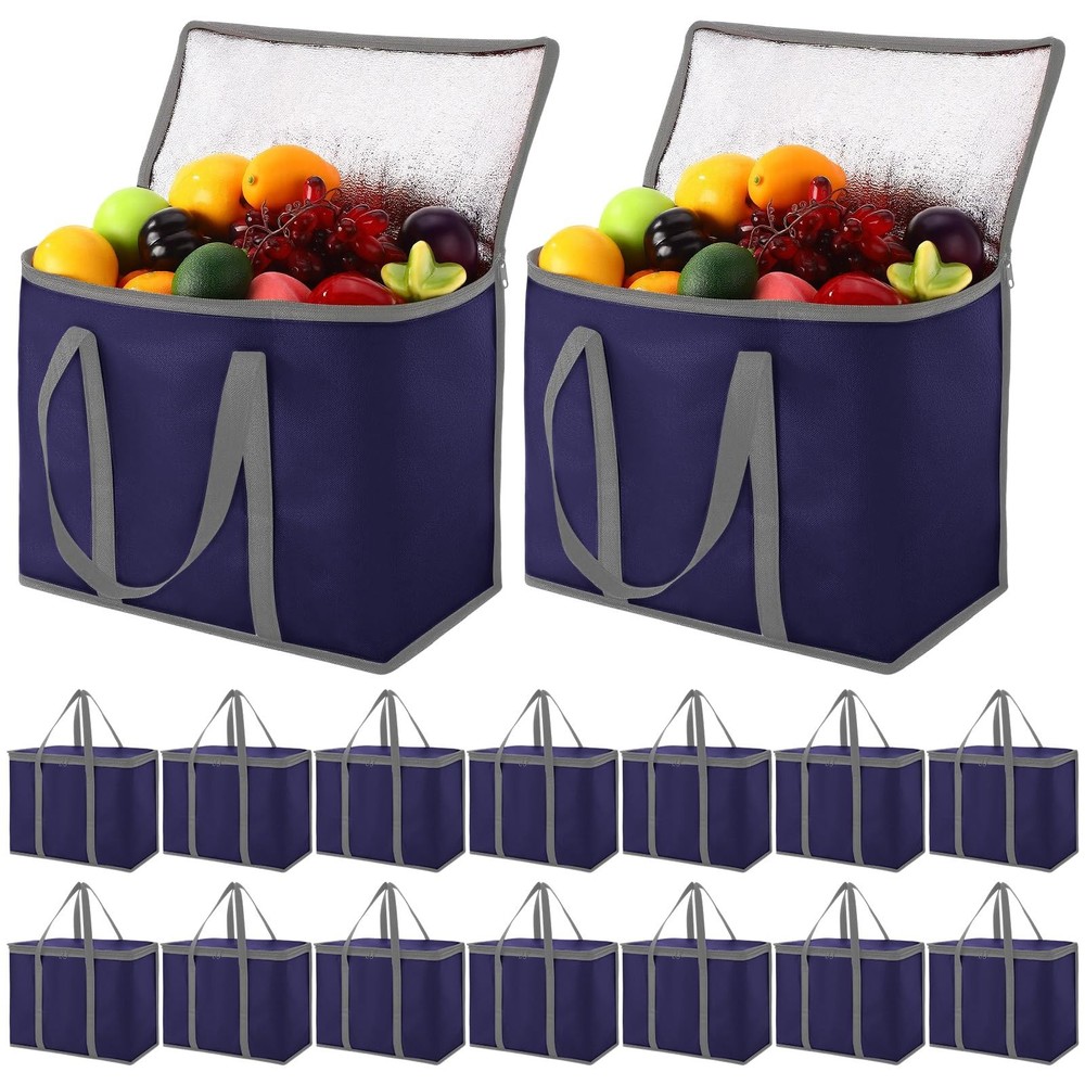Kenning 15 Pcs Large Insulated 15.75 x 12.99 x 8.66 inches, Navy Blue