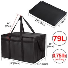 CIVJET Insulated Food Delivery Bag, XXXL 22 x 14 x 13 inches, Black