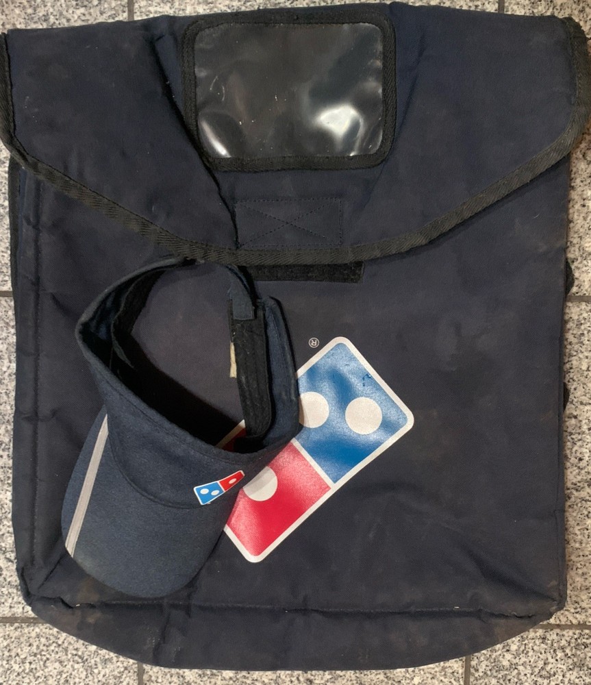 VTG Domino’s Pizza Insulated Food Delivery Bag Hot & Adjustable Visor w/ Logo