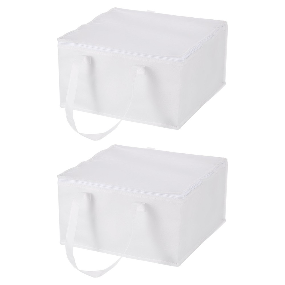 Insulated Reusable Grocery Bags with Zipper and Handle (White, 15.7″x15.7″x8.7″)