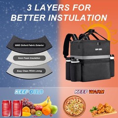 Food Delivery Backpack with 4 Cup Holder, Insulated Pizza Delivery Bag for De…