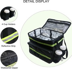Extra Large Insulated Food Delivery Backpack for Pizzas with 4 Pockets