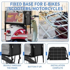 Insulated Food Delivery Bag for E-bikes/Scooters/Motorcycles, Waterproof Deliver